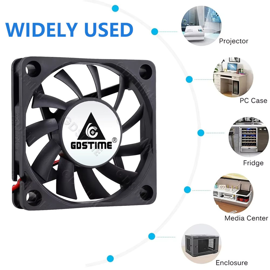 GDSTIME Radial Lüfter für 3D-Drucker und PC-Gehäuse, Schwarz, verschiedene Größen (120mm, 80mm, 60mm, 30mm) mit 5V, 12V oder 24V DC Anschluss - Bild 3