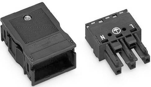 WAGO 770-103 WINSTA MIDI Netz-Steckverbinder Buchse gerade, 2 + PE Polzahl, 25A, Schwarz, 25 Stück - Bild 1