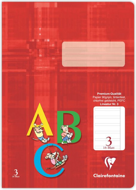 Clairefontaine Schulheft A4 Rot liniert mit 16 Blatt - Bild 1