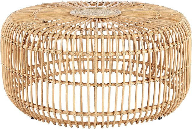 Beliani Couchtisch RANDAZZO in Beige Naturfarben aus Rattan und Metall im Boho-Stil, B/T/H: 85 x 85 x 40 cm - Bild 1