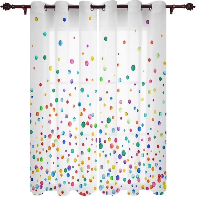 Modernes Fenster Vorhang Set mit Aquarell Punktverlauf in Petrol, 2er Pack, halbtransparentes Polyester für Wohnzimmer und Schlafzimmer, Breite: 70 cm, Höhe: 100 cm - Bild 1