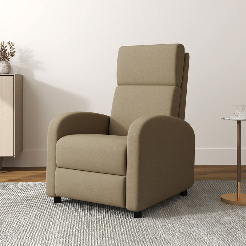 HOMCOM Relaxsessel Liegestuhl mit verstellbarer Rückenlehne und integrierter Fußstütze, Beige - Bild 2
