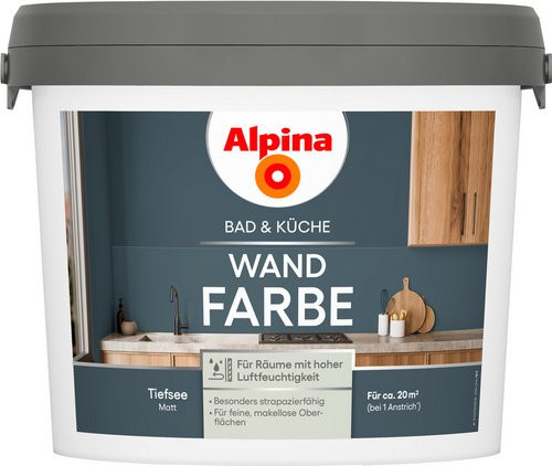Alpina Wandfarbe Bad & Küche Tiefsee Blau Matt 2,5 l - Bild 1