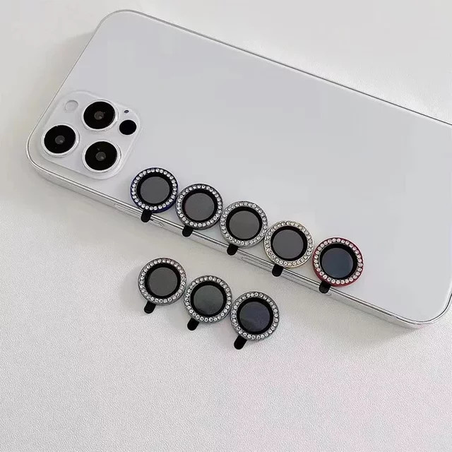 2-3 Stück Diamant Glitter Metallring Kamera Objektiv Schutzglas für iPhone 17 16 15 14 13 12 Pro Max Plus in Multicolour - Bild 1
