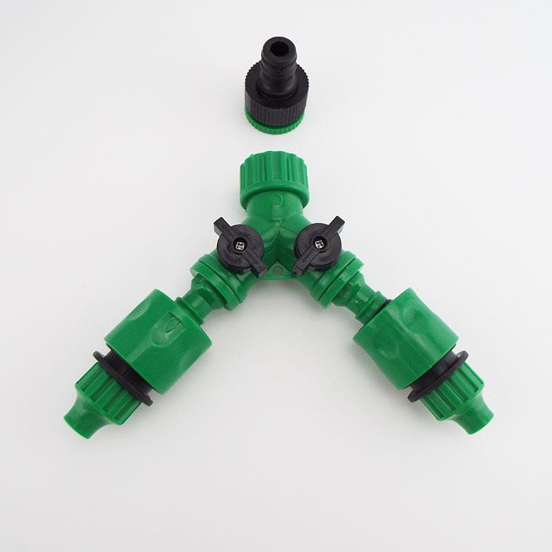 Y-Ventil für Wasserschlauch mit Schnellkupplung für 4/7 mm und 8/11 mm Schläuche zur Bewässerung und Tropfbewässerung aus Kunststoff - Bild 1