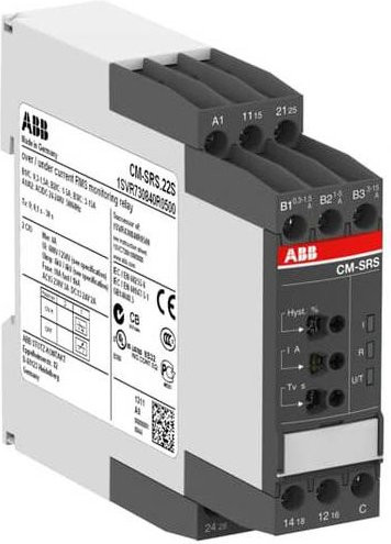 ABB CM-SRS.22S Stromüberwachungsrelais mit 2 Wechsler, Messbereich 0,3-15A RMS, 110-130VAC - Bild 1
