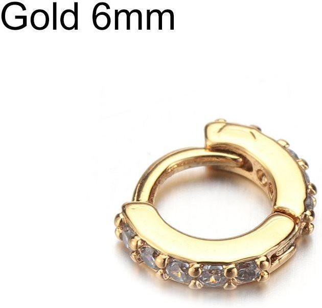 Haneng17 Huggie Creolen Ohrring, Gold, Zirkonia, Damen, 6mm - Bild 1