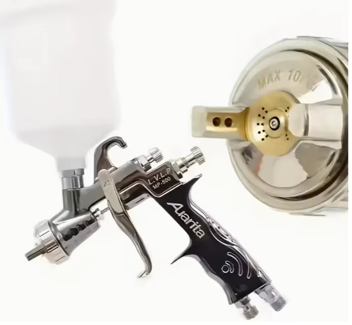 Auarita MP-500 HVLP Spritzpistole für Lackierungen, 1,3 mm Düse, 600 ml Becher, Farbe: Silber - Bild 2