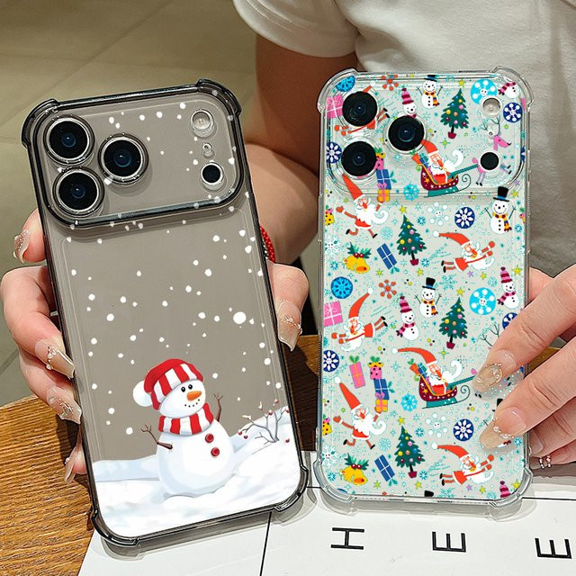 MOESOE Handyhülle mit Kartensteckplatz und Weihnachtsmuster für iPhone 17 16 15 14 13 12 11 Pro Max, Transparent, Weiches TPU - Bild 1