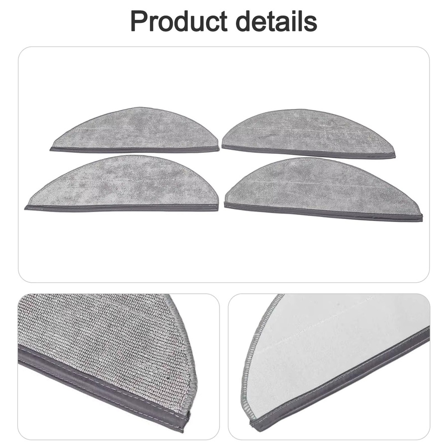 LEENKEA 4er-Pack Mikrofaser-Ersatzpads für Roborock Q10 X-5+, Q10P und Q8 Max Pro Wischtücher in Grau - Bild 2