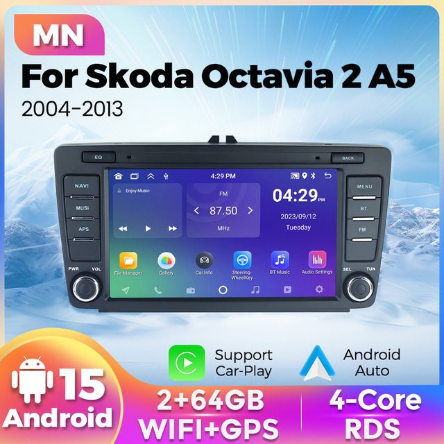 STRONGNAVI Autoradio mit GPS Navigation und CarPlay sowie Android Auto für Skoda Octavia 3 A7 2013-2018 in Schwarz - Bild 1