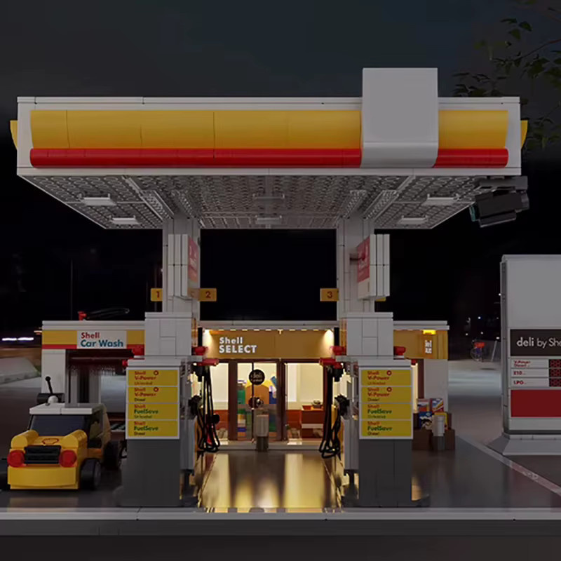 Shell Einzelhandel Station, Bausteine, mit Beleuchtung, 1.309 Teile - Bild 3