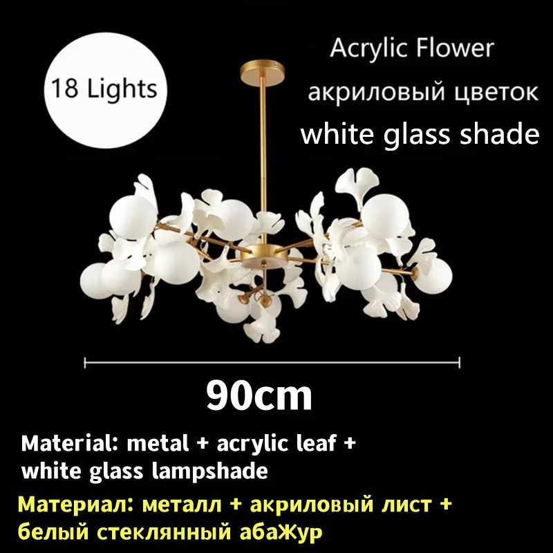 TAONUANSHU LED Kronleuchter Ginkgo Blatt Design als Ring-Pendelleuchte in Beige oder Weiß für Wohnzimmer und Schlafzimmer - Bild 4