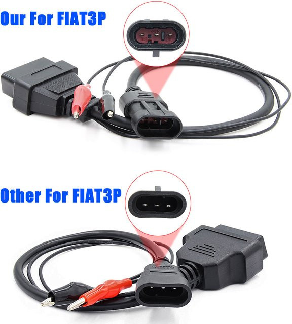 JFIND OBD2 Diagnose-Adapterkabel 3Pin auf 16Pin für Fiat Lancia Alfa Romeo, Schwarz - Bild 1