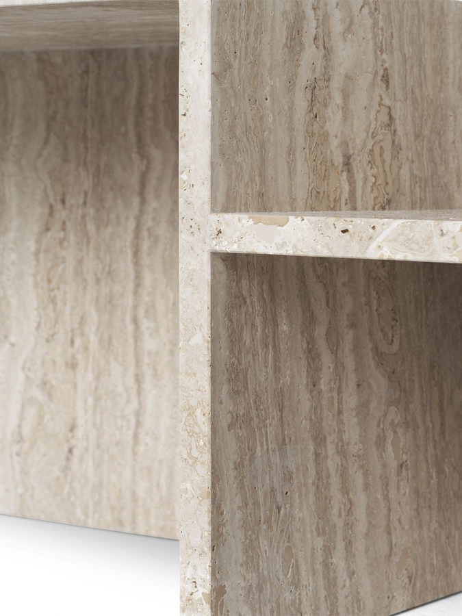 Ferm Living Distinct Beistelltisch aus Naturstein in Beige und Braun mit quadratischer Form und mattem Finish - Bild 2