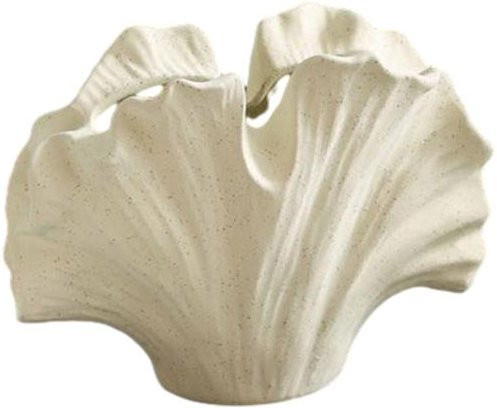 Yousheng Keramik Blumenvase in Ginkgoblatt-Design, dekoratives Blattform-Blumengefäß für Wohnzimmer und Büro, Farbe: Weiß - Bild 1