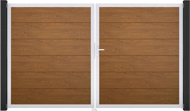 GroJa Steckzaun Tor BasicLine DIN Rechts EV1 Doppel-Tor in Golden Oak - Bild 1