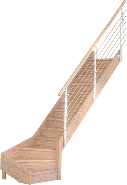 StarWood Treppe Mykonos Pro Eiche Design-Geländer-Holzstäbe Winder, Farbe: Braun, Breite: 80 cm, Höhe: 280 cm, Tiefe: 13 cm - Bild 1