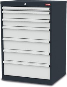 STIER Schubladenschrank aus Stahl mit 7 Schubladen in Grau, B/T/H: 70,0 x 57,5 x 102,0 cm - Bild 1