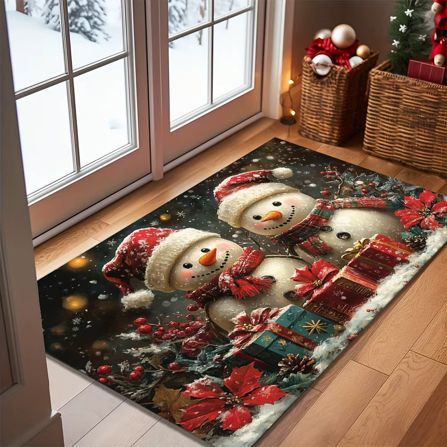VIKAMA Weihnachts-Schneemann Willkommensmatte für Innen und Außen, wetterfest und schmutzabweisend, Mehrfarbig, B: 80 cm, T: 50 cm - Bild 3