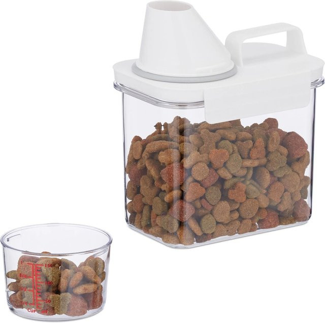 Relaxdays Futter Aufbewahrungsbox aus Kunststoff, transparent und weiß, luftdicht, 1,1 l, B: 18 cm, T: 15 cm, H: 10 cm - Bild 1