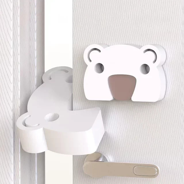 Anti-Klemm-Finger-Türstopper für Babys und Kleinkinder in Weiß mit Cartoon-Bär-Design aus EVA-Schaum - Bild 1