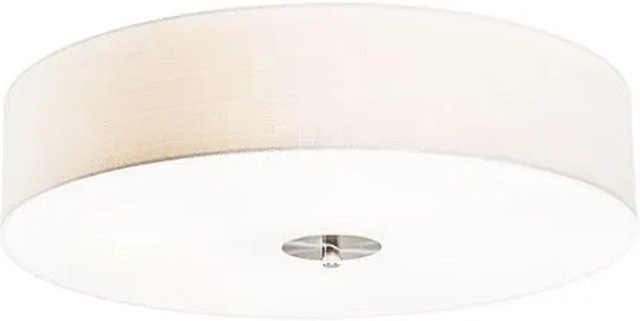 QAZQA Ländliche Deckenleuchte in Weiß mit Jute und Glas, rund, Durchmesser: 50 cm - Bild 1