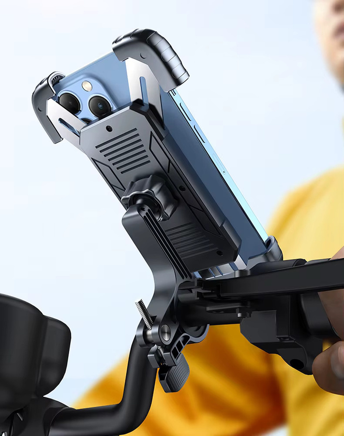 RaiKni Motorrad-Handyhalterung mit kabelloser Ladefunktion in Schwarz, stoßfeste Navigationshalterung für Smartphones, Elektrofahrzeuge und Fahrräder - Bild 6