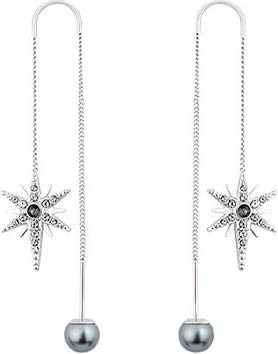 Swarovski Ohrringe, Schneeflocke, Weißgold vergoldet, Silber, Kristall, Damen - Bild 1