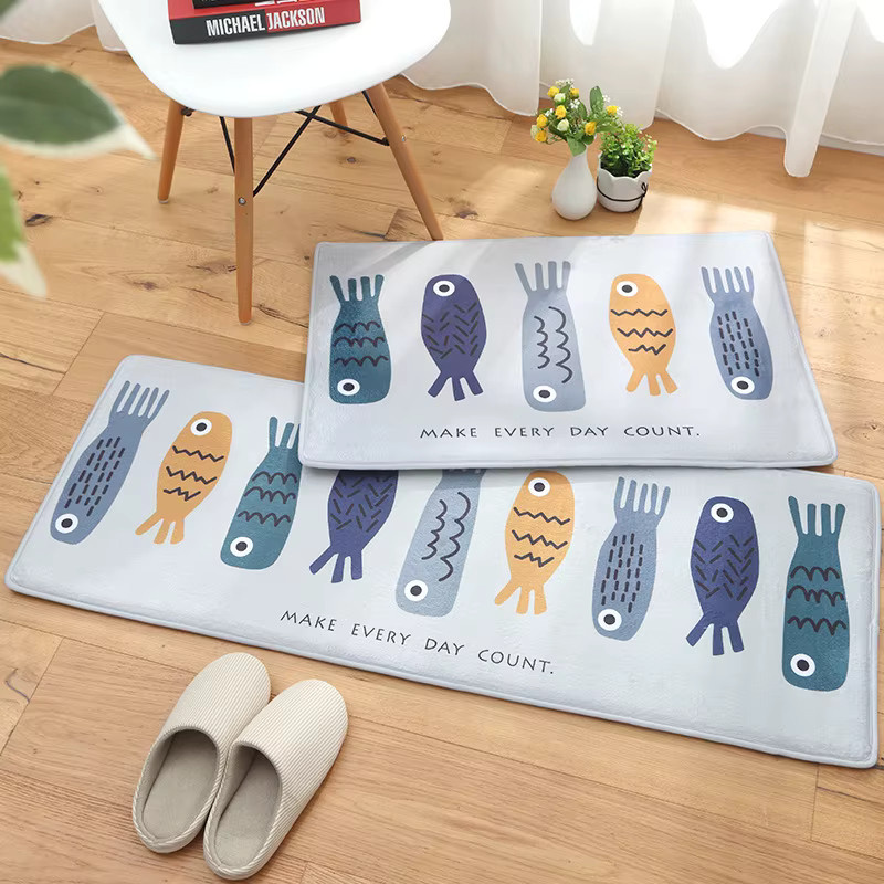 VIKAMA Cartoon Fußmatte mit Tier-Motiv, rutschfeste und wasserabsorbierende Badematte für Kinder, B/B: 60 x 40 cm, Mehrfarbig - Bild 2