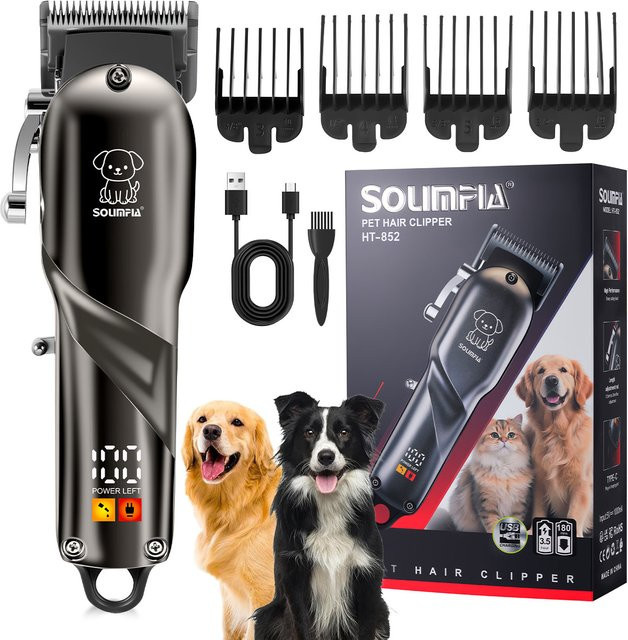 Solimpia Elektrischer Tierhaarschneider für Hunde und Katzen, Schwarz, USB-Aufladung - Bild 1