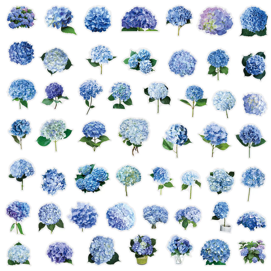 50 Stück transparente Hortensien-Blumen-Aufkleber für Scrapbooking und DIY-Dekoration - Bild 3