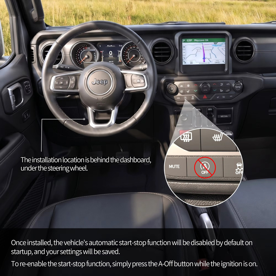 Daiertek Auto Start-Stopp Deaktivierungsgerät für Jeep Wrangler JL (2018-2024) und Gladiator JT (2020-2024) in Schwarz - Bild 2