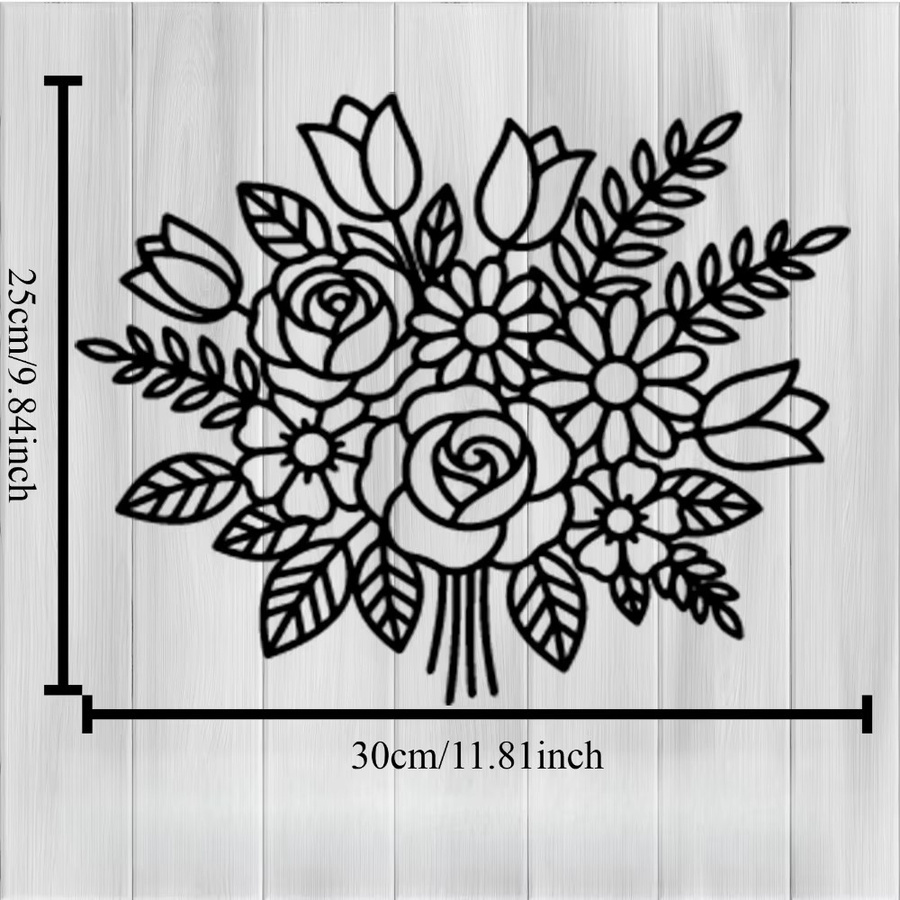 CIFBUY Metallstatue Wanddekoration in Schwarz als wetterfeste florale Skulptur für Garten und Wohnzimmer - Bild 2