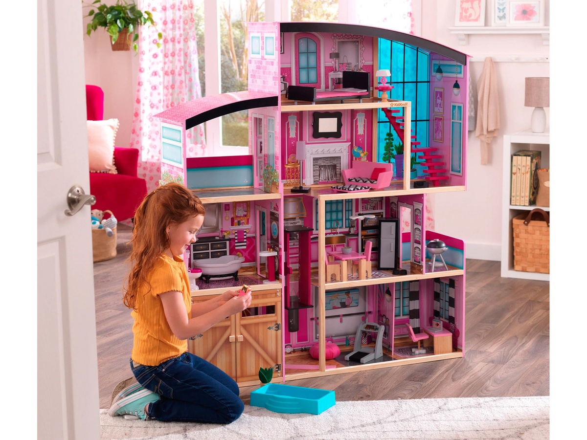 KIDKRAFT Shimmer Mansion Puppenhaus pink mit 8 Räumen - Bild 2
