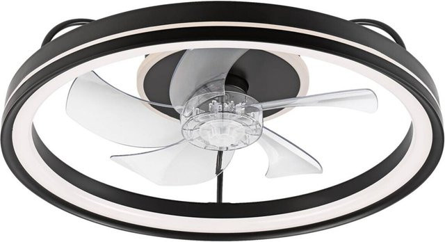 Lamkur LED-Deckenventilator Falco modern schwarz Höhe: 17 cm, Durchmesser: 50 cm - Bild 1