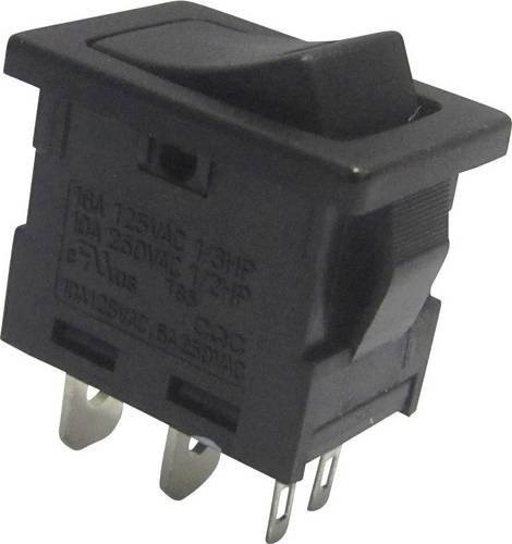 TRU Components Wippschalter TC-R13-66L-02 Schwarz 250 V/AC 6A 1 x Aus/Ein rastend - Bild 1