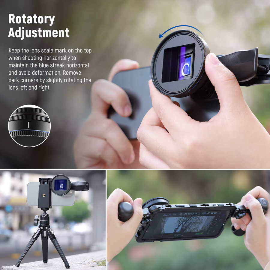 NEEWER 1,55x Anamorphes Objektiv in Blau für iPhone, Android und Samsung mit 17-mm-Gewindeobjektiv-Clip - Bild 3