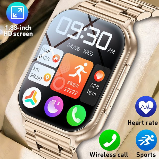 LIGE Smartwatch, Edelstahl, Schwarz, Unisex - Bild 1