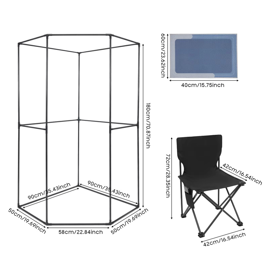Bymaocar Tragbare Dampfsauna für dein Heim-Spa mit klappbarem Stuhl, 220V, Fernbedienung und 9 einstellbaren Heizstufen, B/T/H: 180 x 90 x 90 cm - Bild 2
