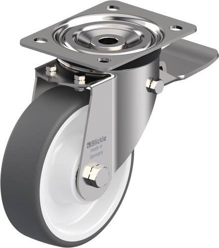 Blickle Lenkrolle LX-POTH 150XK-ST mit Feststeller aus Edelstahl in Grau und Weiß, Rad-Durchmesser: 150 mm, Tragfähigkeit: 400 kg - Bild 1
