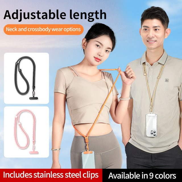 EOENKK Telefon-Lanyard in Pink, verstellbares Crossbody-Handyband mit abnehmbarem Halsband und Kartenclip für deine Handyhülle - Bild 1