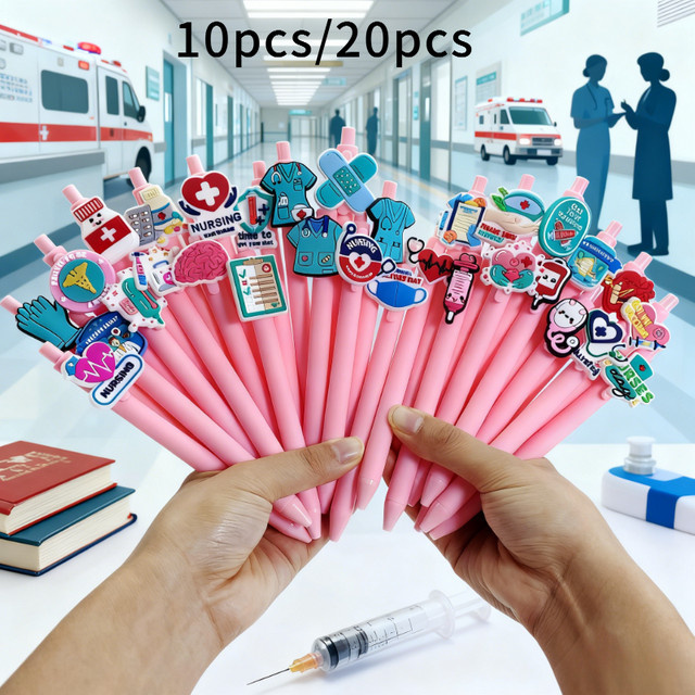 Set aus 10 oder 20 medizinischen Schreibstiften mit Patch-Design in Pink für Fachpersonal - Bild 1