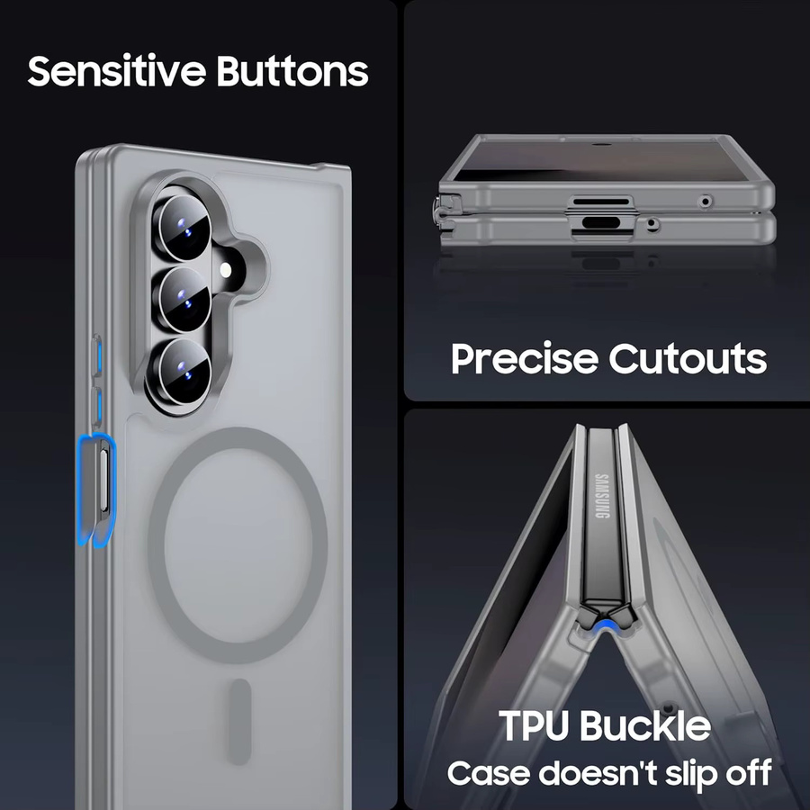 MagSafe Fashion-Hülle für Samsung Galaxy Z Fold 8Ultra, 8, 7 und 6 in Transparent oder Blau mit magnetischer harter Rückseite und weichem Stoßfänger - Bild 4