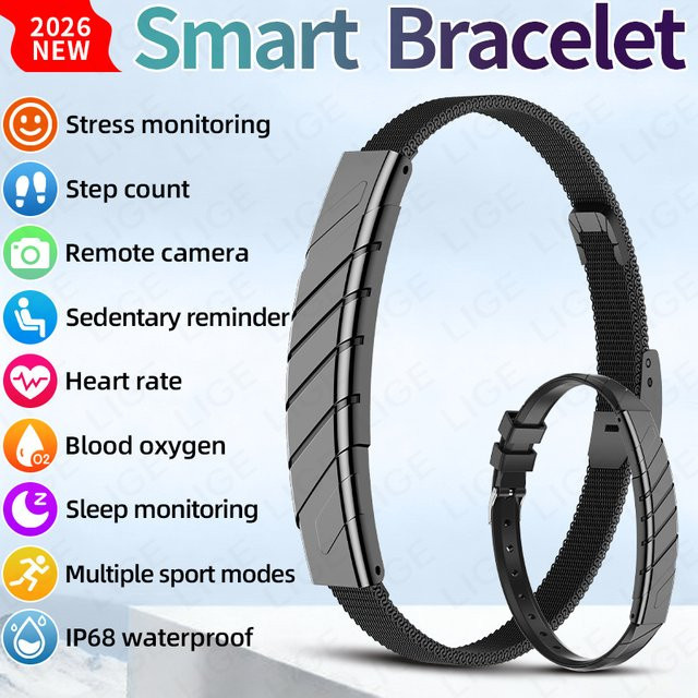 LIGE Smart-Armband für Damen mit Herzfrequenzmessung, Blutsauerstoffmessung und Schlafüberwachung in Schwarz und Silber - Bild 1