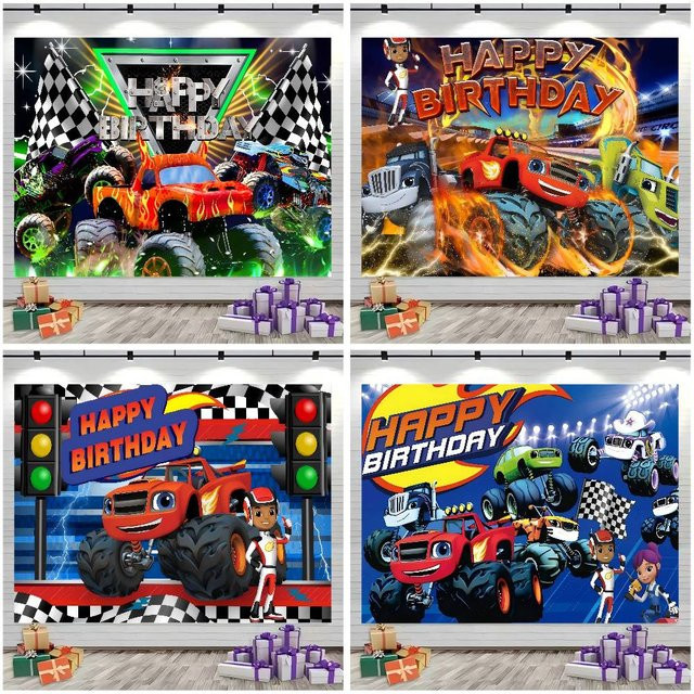 Mesuca Halo Blaze and the Monster Machines Fotohintergrund für Kindergeburtstage, Mehrfarbig, Textil, Breite: 70 cm - Bild 1