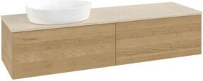 V&B Waschtischunterschrank Antao ohne Frontstruktur in Honey Oak und Botticino, B/T: 160 x 50 cm - Bild 1