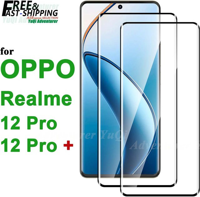 AdvenQi 3D-Kurven-Displayschutzfolie aus gehärtetem Glas für Realme 12 Pro Plus und OPPO, HD-Kristall, 9H Härtegrad, transparent - Bild 1