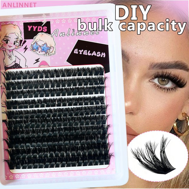 Anlinnet Falsche Wimpern, 10 Reihen, C-Rolle, Schwarz, Damen - Bild 1