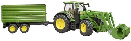Bruder John Deere 7R 350 Landwirtschaft Modell mit Frontlader und T.A.-Hänger in Grün